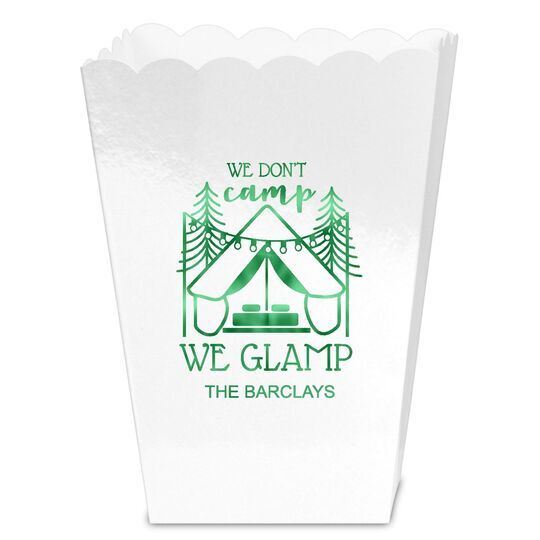 We Don't Camp We Glamp Mini Popcorn Boxes